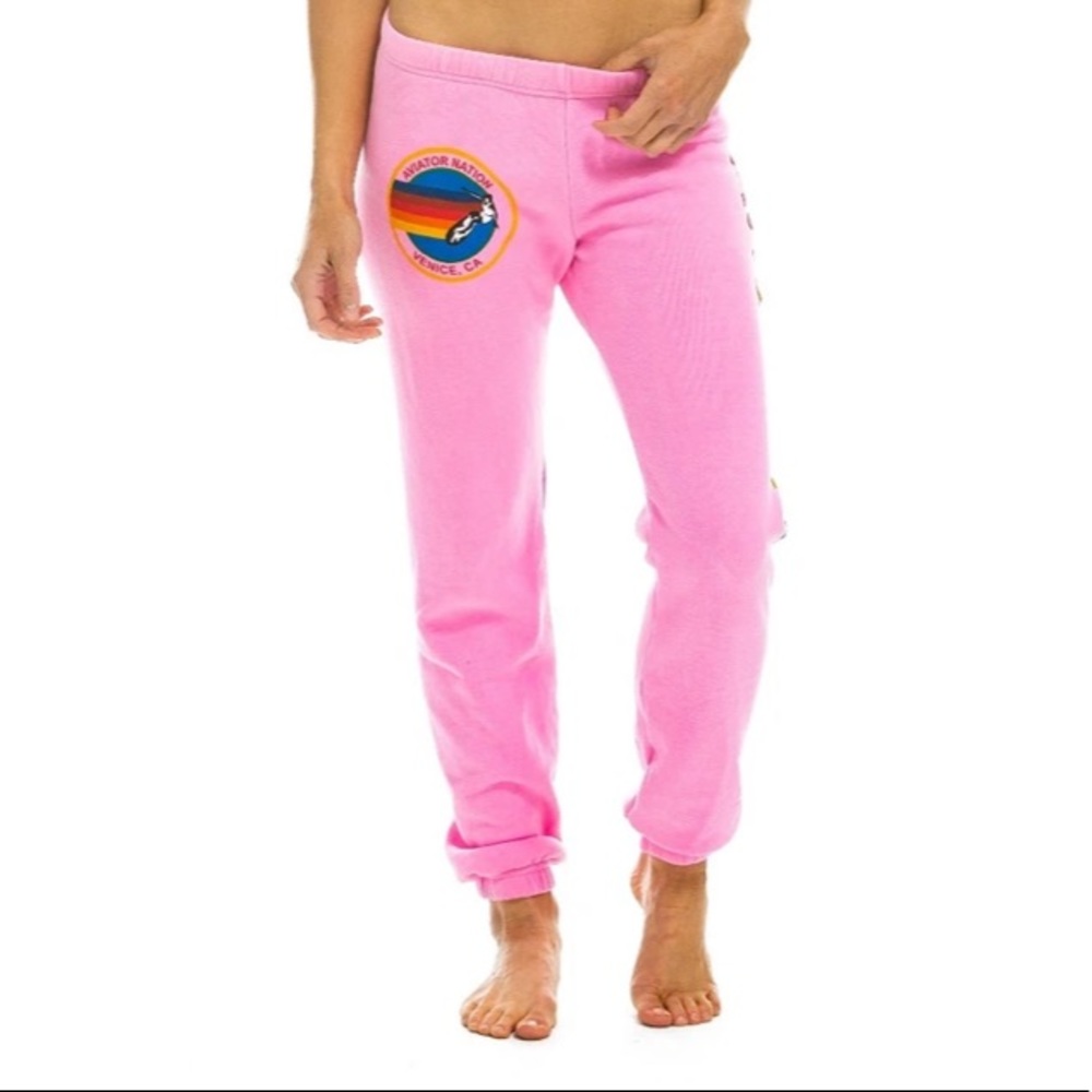 NWOT Aviator Nation pink logo sweats